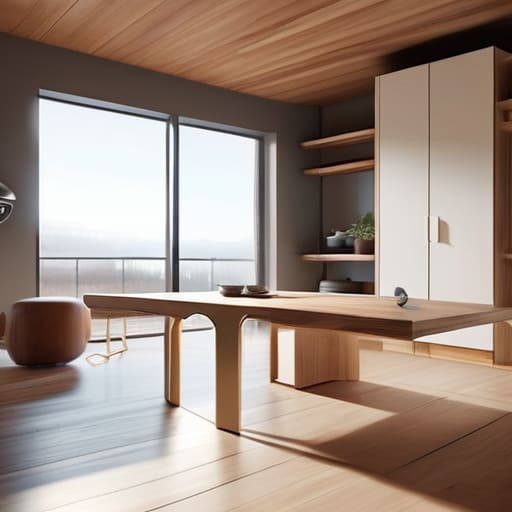 Robotic furniture transformation in small living spaces.