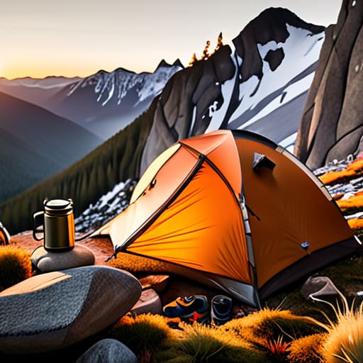 Essential gear for mountain camping beginners.